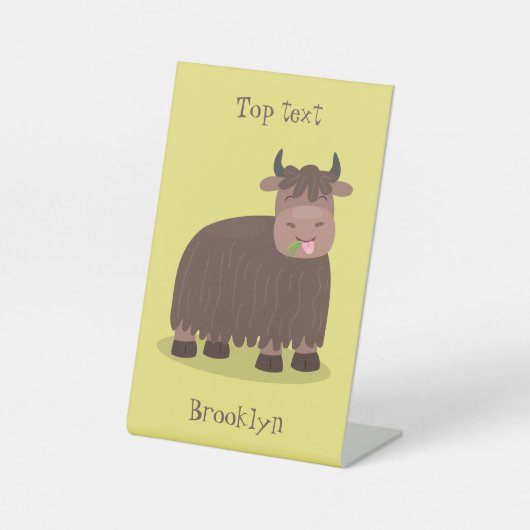 Grappig blij dat ik gras cartoon zie eten reclamebord met voetstuk (Voorkant)