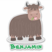 Grappig blij dat ik gras cartoon zie eten sticker (Voorkant)