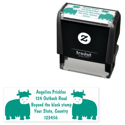 Grappig blij dat ik gras cartoon zie eten zelfinktende stempel (In situ)