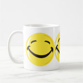 Grappig blij met de mok van koffie (Links)