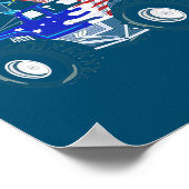 Grappig blij op 4 juli Dinosaur Monster Truck T Poster (Hoek)