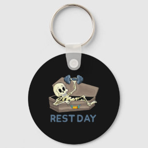 Grappig Bodybuilding Gewichtheffen Skelet Rust Dag Sleutelhanger