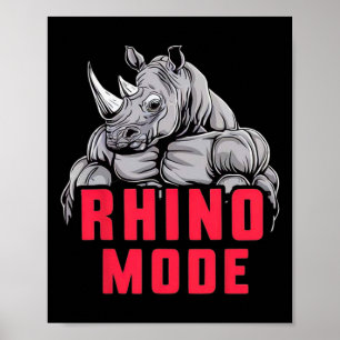 Grappig Bodybuilding Rhino Mode Workout Fitness Gy Poster