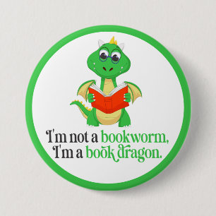 Grappig boek lezen - Boekenwurm Ronde Button 7,6 Cm