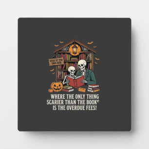 Grappig Boek Liefhebber Halloween Skelet Bibliothe Fotoplaat