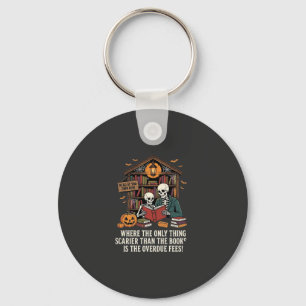 Grappig Boek Liefhebber Halloween Skelet Bibliothe Sleutelhanger