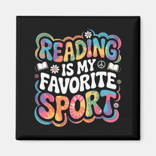 Grappig boek liefhebber tie dye groovy lezen is fa magneet