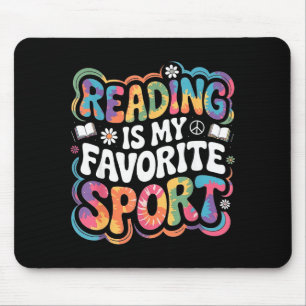 Grappig boek liefhebber tie dye groovy lezen is fa muismat