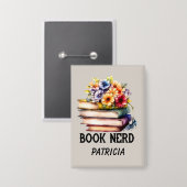 Grappig boek nerd woord art button (Voorkant / Achterkant)