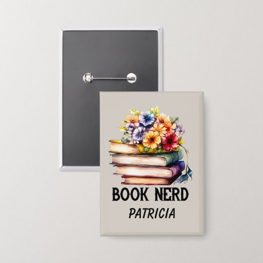 Grappig boek nerd woord art button (Voorkant / Achterkant)