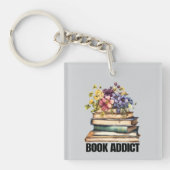 Grappig boek verslaafd woord kunst sleutelhanger (voorkant)