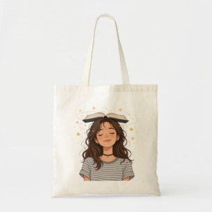 Grappig Boekenwurm Meisje Droomkunst Tote Bag