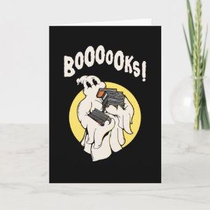 Grappig Boekenwurm Spook Halloween Kostuum Boooook Kaart