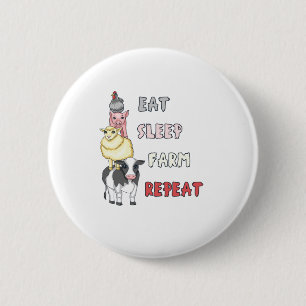 Grappig Boerenleven - Eten Slapen Boerderij Herhal Ronde Button 5,7 Cm