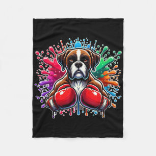 Grappig Boksen Kickboksen Lover Boxer Dog Paint Sp Fleece Deken