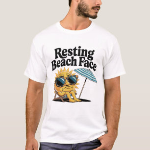 Grappig Bold White Resting Beach Face Summer T-shirt