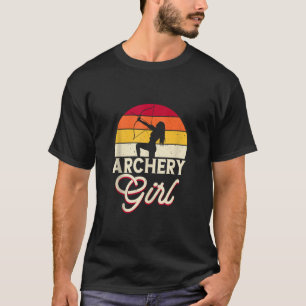 Grappig boogschieten meisje jager sport lange boog t-shirt
