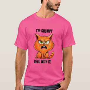 Grappig boos chagrijnig dier kitten kat citaat t-shirt