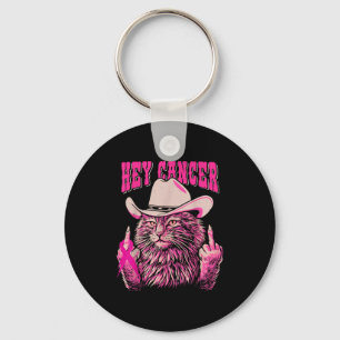 Grappig Borstkanker Bewustzijn Western Roze Kat Wo Sleutelhanger