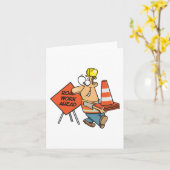 Grappig Bouwvakker Wegwerk Vooruit Bord Kaart (Gele Bloem)