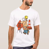Grappig Bouwvakker Wegwerk Vooruit Bord T-shirt (Voorkant)