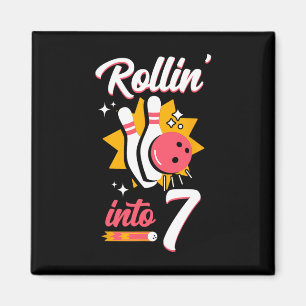 Grappig Bowling 7e verjaardag Rollin' Into 7 Magneet