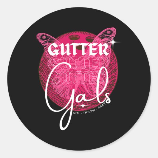 Grappig Bowling Gutter Gals Team Naam Meisjes Part Ronde Sticker (Voorkant)