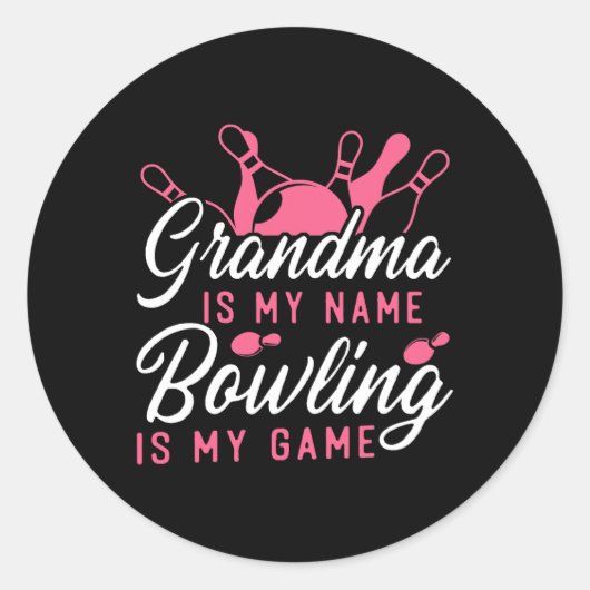 Grappig bowling oma is mijn naam bowling ik ronde sticker (Voorkant)