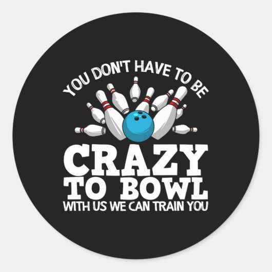 Grappig Bowling ontwerp voor mannen vrouwen Kinder Ronde Sticker (Voorkant)