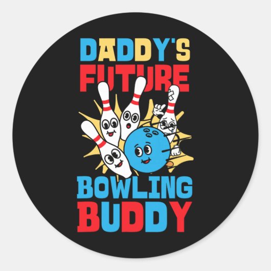 Grappig Bowling Peuter Daddy's Future Bowling Budd Ronde Sticker (Voorkant)