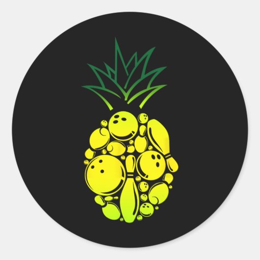 Grappig Bowling Pineapple Ronde Sticker (Voorkant)