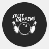 Grappig bowling Shirt split gebeurt Ronde Sticker (Voorkant)