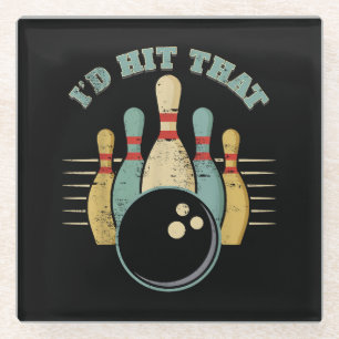 Grappig Bowling  T-shirt Ik zou die grappige T rak Glazen Onderzetter