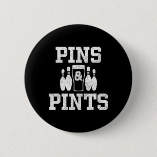 Grappig bowlingbier Drink bowler pins en pints Ronde Button 5,7 Cm