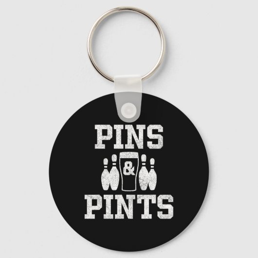 Grappig bowlingbier Drink bowler pins en pints Sleutelhanger (Voorkant)
