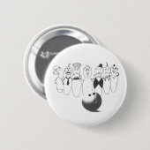 Grappig bowlingpinkarakters. ronde button 5,7 cm (Voorkant /achterkant)