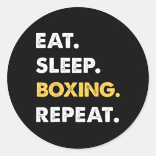 Grappig Boxing Apparel Eet Slaap Boksen Herhaal Ronde Sticker
