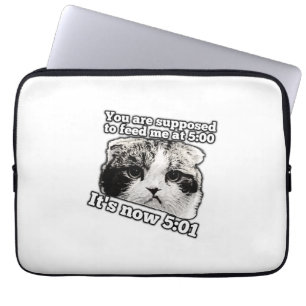 Grappig boze kat-meme voor eigenaars van katten laptop sleeve