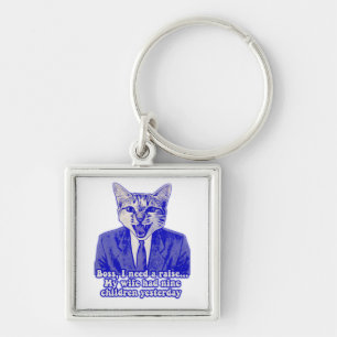 Grappig boze kat meme voor kat-liefhebbers sleutelhanger