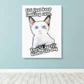 Grappig boze kat-meme voor katten en katteneigenaa canvas afdruk (Insitu (Houten vloer))