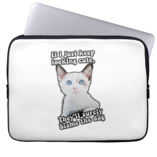 Grappig boze kat-meme voor katten en katteneigenaa laptop sleeve