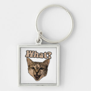 Grappig boze kat meme voor katten- en kattenliefhe sleutelhanger