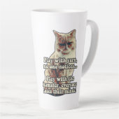 Grappig boze kat meme voor katten en kattenliefheb latte mok (Rechterhoek)