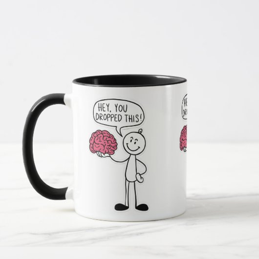 Grappig Brain Drop Meme Design Mok (Links)