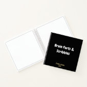 Grappig "Brain Farts & Scribbles" Zwart Monogram Notitieboek (Binnen)