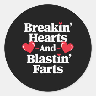 Grappig Breaking Hearts en Blasting Farts Mannen V Ronde Sticker