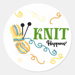 Grappig breien gezegde Knit Happens - Crafters Ronde Sticker