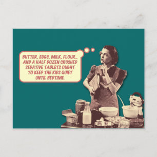 Grappig Briefkaart - Retro Huisvrouw Sleepytime Ca