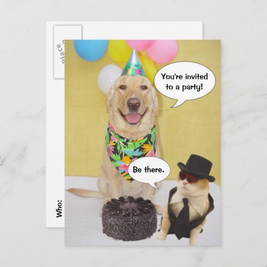 Grappig Briefkaart uitnodiging (Voorkant / Achterkant)