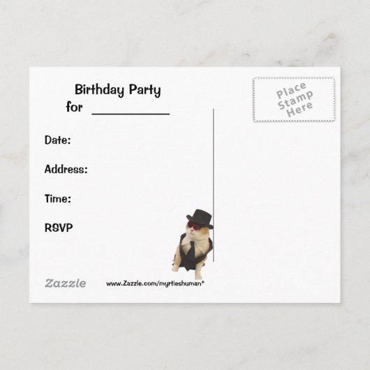 Grappig Briefkaart uitnodiging (Achterkant)